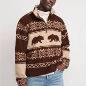 Brown and Cream Bear Pattern Sweater